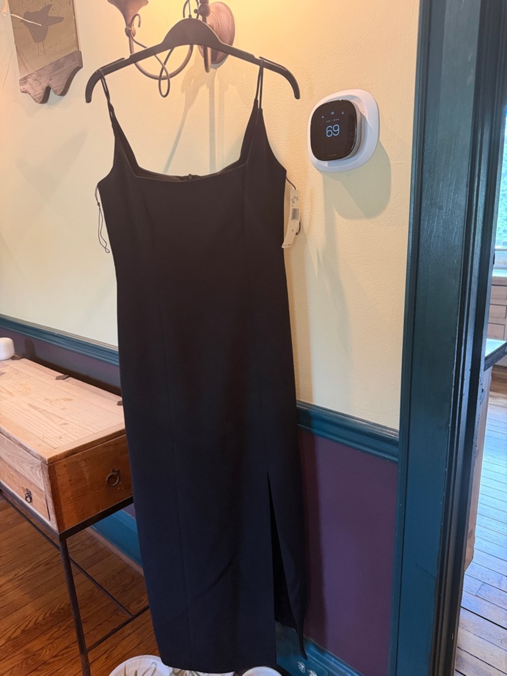 Jones New York Black Midi Slip Dress with Side Slit